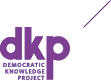 Logo of the Democratic Knowledge Project in purple text.