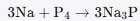 Chemical equation: 3Na + P4 → 3Na3P