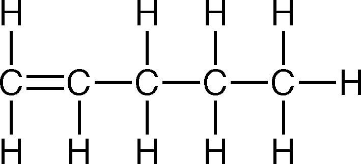 Chemical structure of a hydrocarbon chain with a double bond.