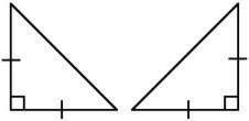 null Two right triangles with equal corresponding sides marked, demonstrating congruence.
