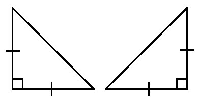 null Two congruent right triangles with marked sides and angles.
