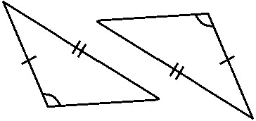 null Two triangles with two sides and one angle marked equal.