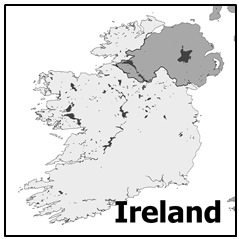 null Map highlighting Ireland in dark grey.