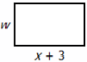 Rectangle with dimensions labeled as x + 3 and w.