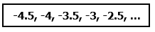 null A sequence of numbers starting from -4.5, increasing by 0.5 each time.