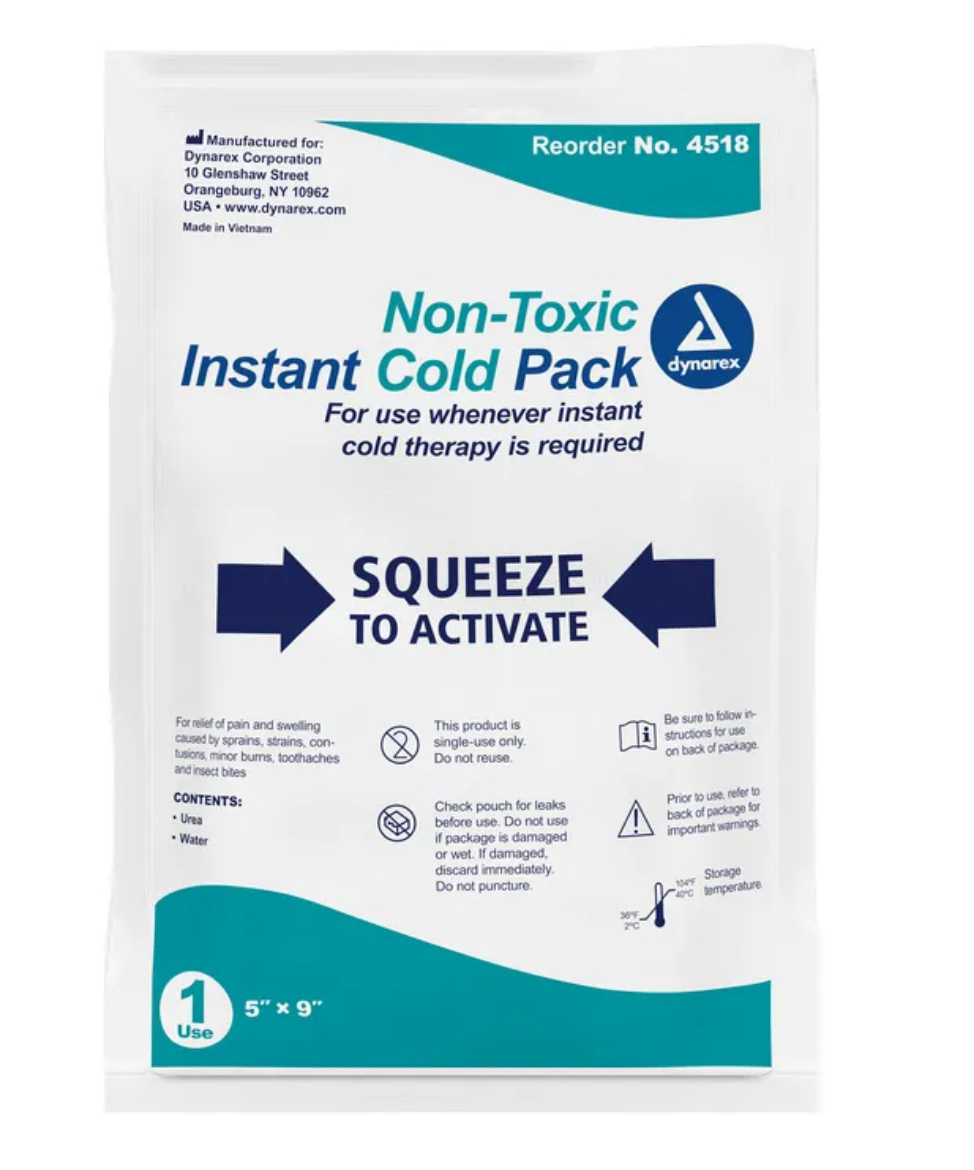 null Instant cold pack labeled squeeze to activate