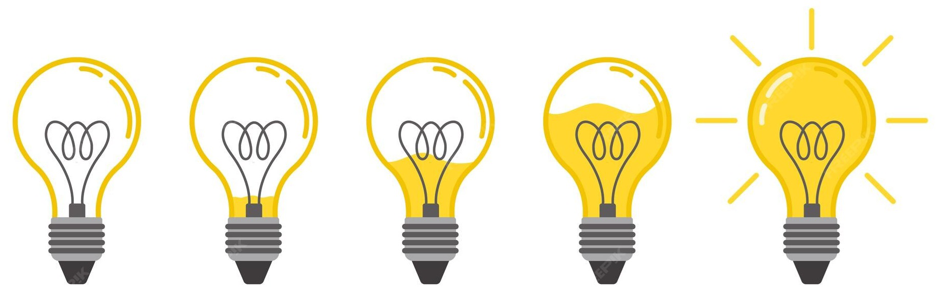 null Sequence of light bulbs getting progressively brighter