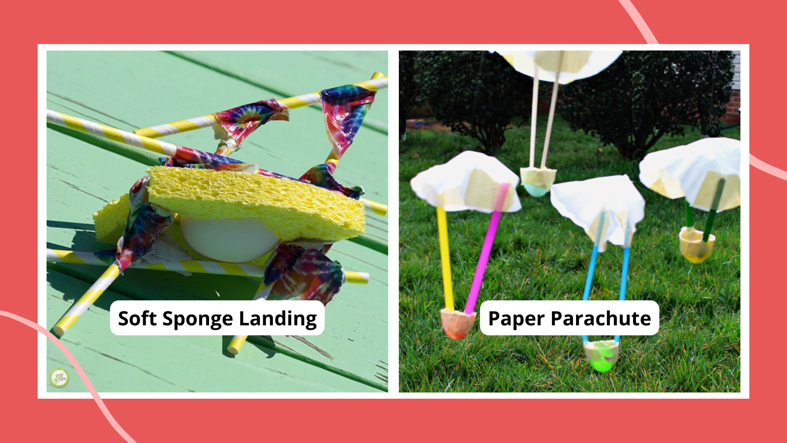 Soft Sponge Landing and Paper Parachute egg drop designs
