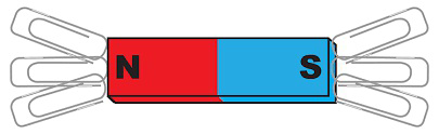 null Bar magnet with paper clips attached to poles