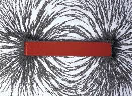 null Iron filings showing magnetic field pattern around a bar magnet