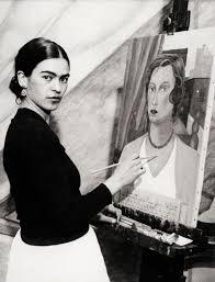 null Frida Kahlo painting at an easel