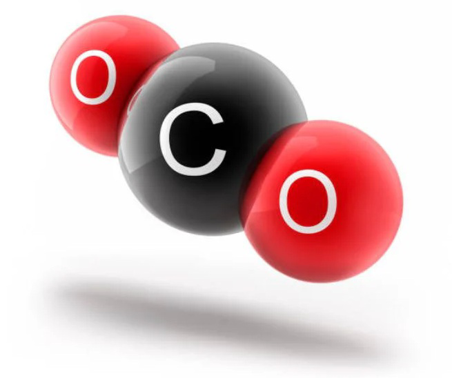Molecule with one carbon atom between two oxygen atoms labeled O C O