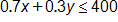 0.7x + 0.3y ≤ 400
