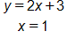 System of equations y = 2x + 3 and x = 1