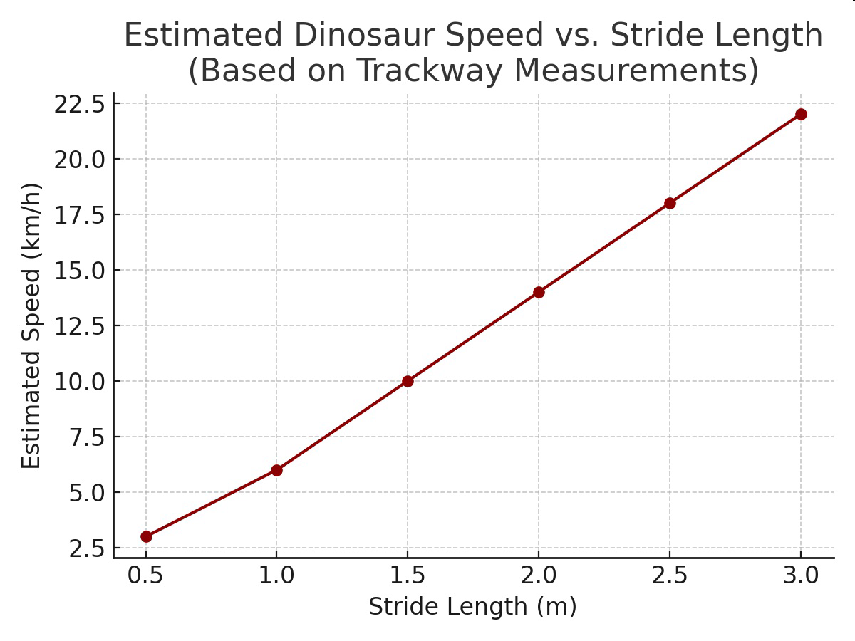 Estimated Dinosaur Speed vs. Stride Length graph