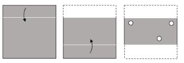 Horizontal fold sequence with three punched holes