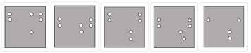 Five answer options showing different hole patterns for question 2