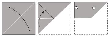 Diagonal fold sequence with two punched holes
