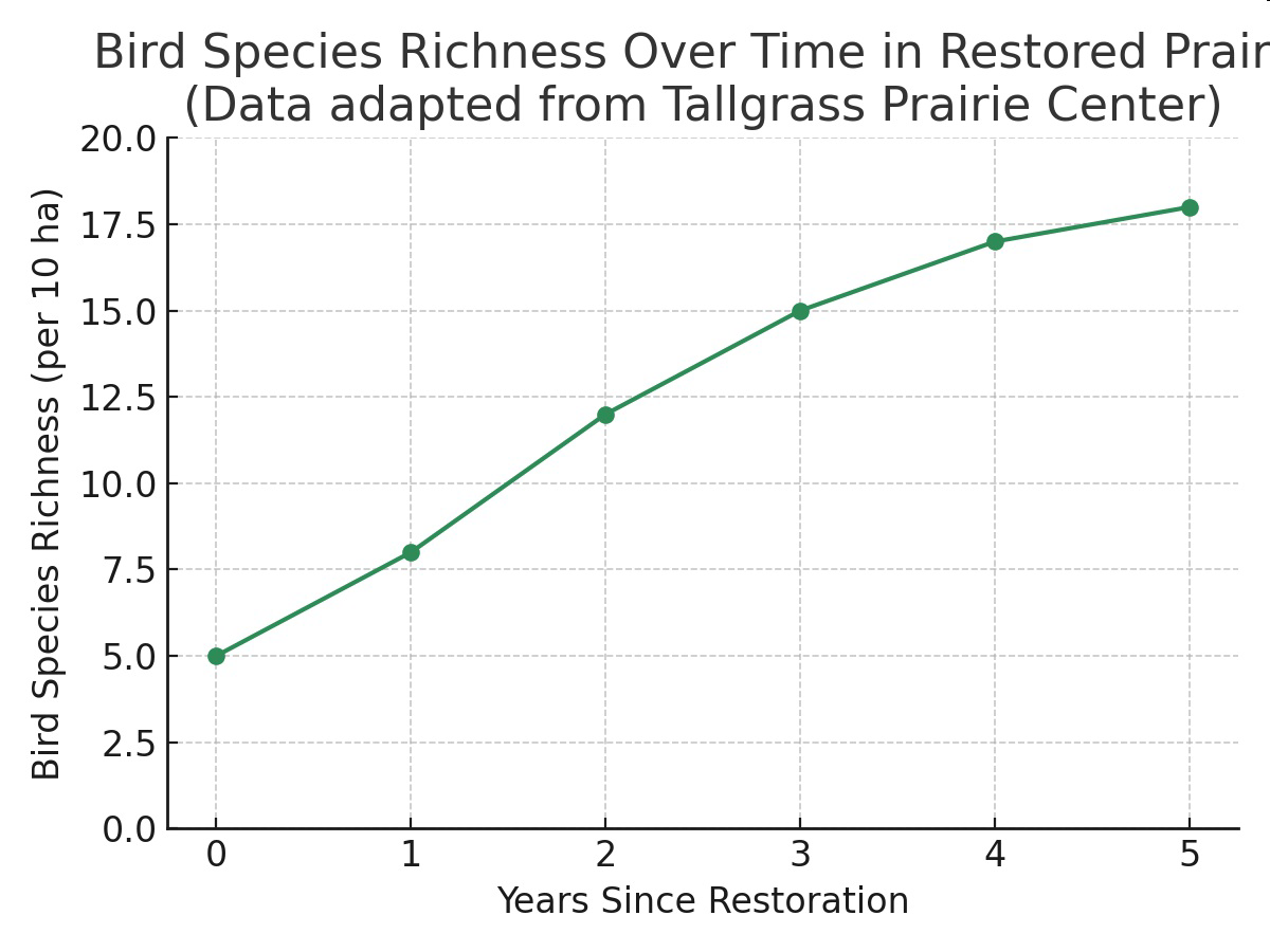Bird Species Richness Over Time in Restored Prairie graph