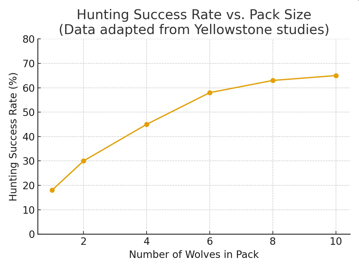 null Hunting Success Rate vs. Pack Size graph