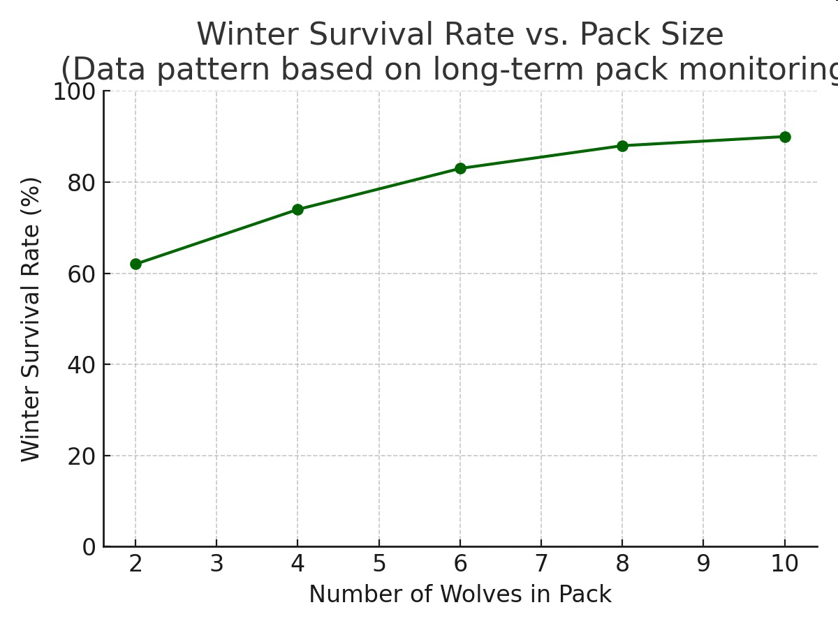 null Winter Survival Rate vs. Pack Size graph