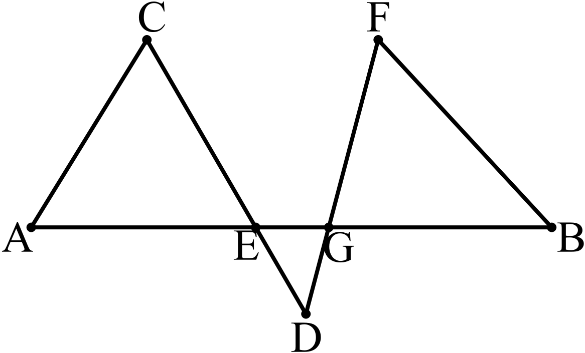Geometric figure with points A, B, C, D, E, F, and G
