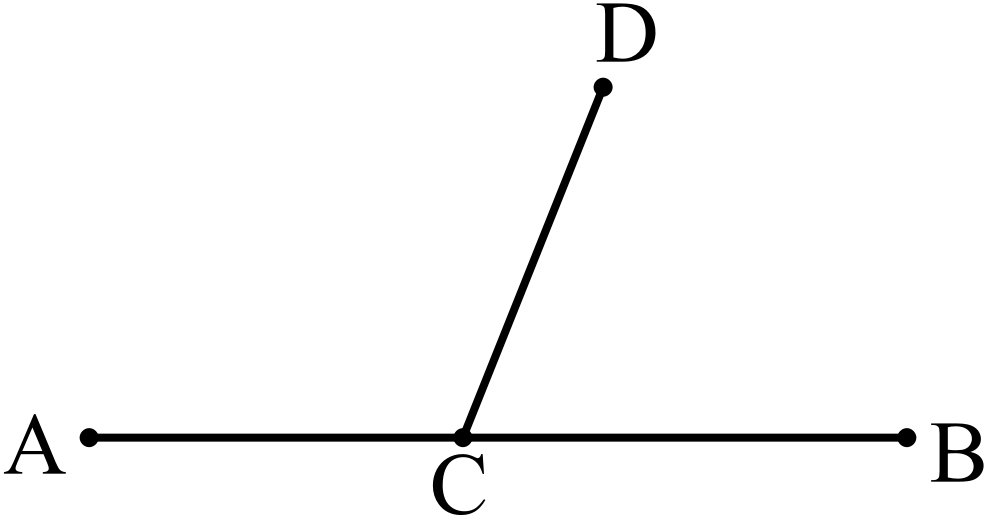 Angle at point C on line AB with ray CD