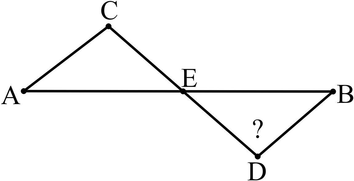 Geometry figure for Question 9 with points A, B, C, D, and E