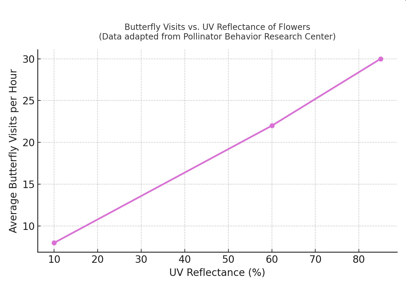 Butterfly Visits vs. UV Reflectance of Flowers graph