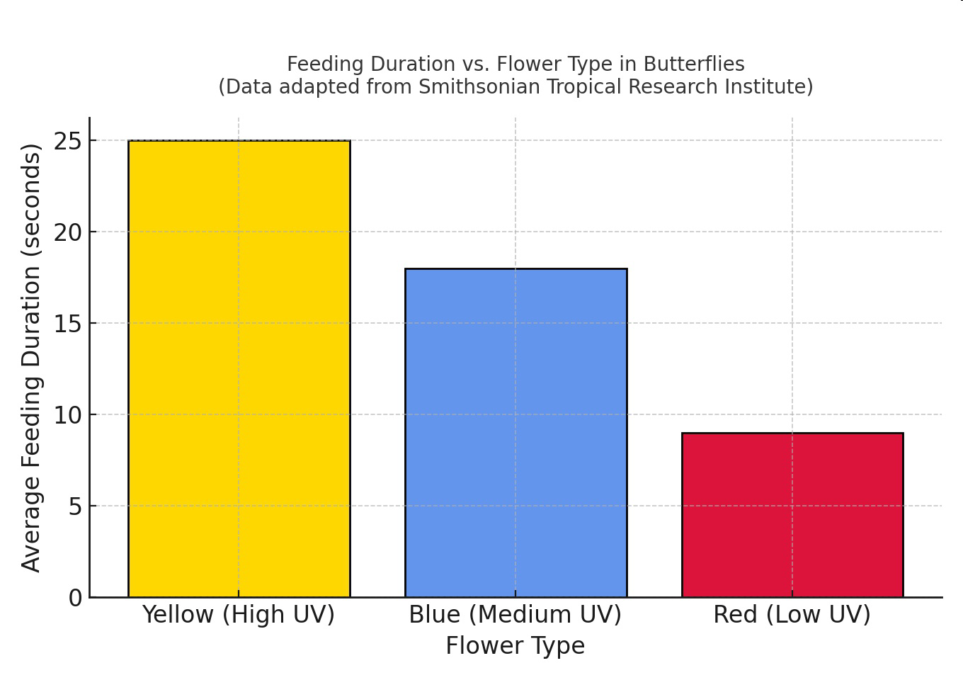 Feeding Duration vs. Flower Type in Butterflies bar graph