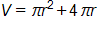 V = πr^2 + 4πr