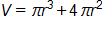 V = πr^3 + 4πr^2