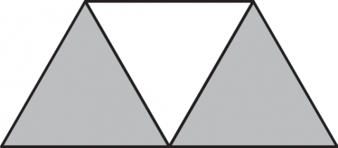 Logo composed of three congruent equilateral triangles forming a trapezoid with two shaded triangles on the sides and an unshaded one in the center.