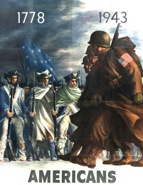 OWI poster comparing American soldiers from 1778 and 1943