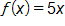 Table of values for the linear function f: x=1, f(x)=5; x=3, f(x)=13; x=5, f(x)=21.