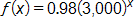 f(x) = 0.98(3,000)^x