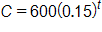 C = 600(0.15)^t