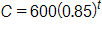 C = 600(0.85)^t