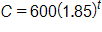 C = 600(1.85)^t