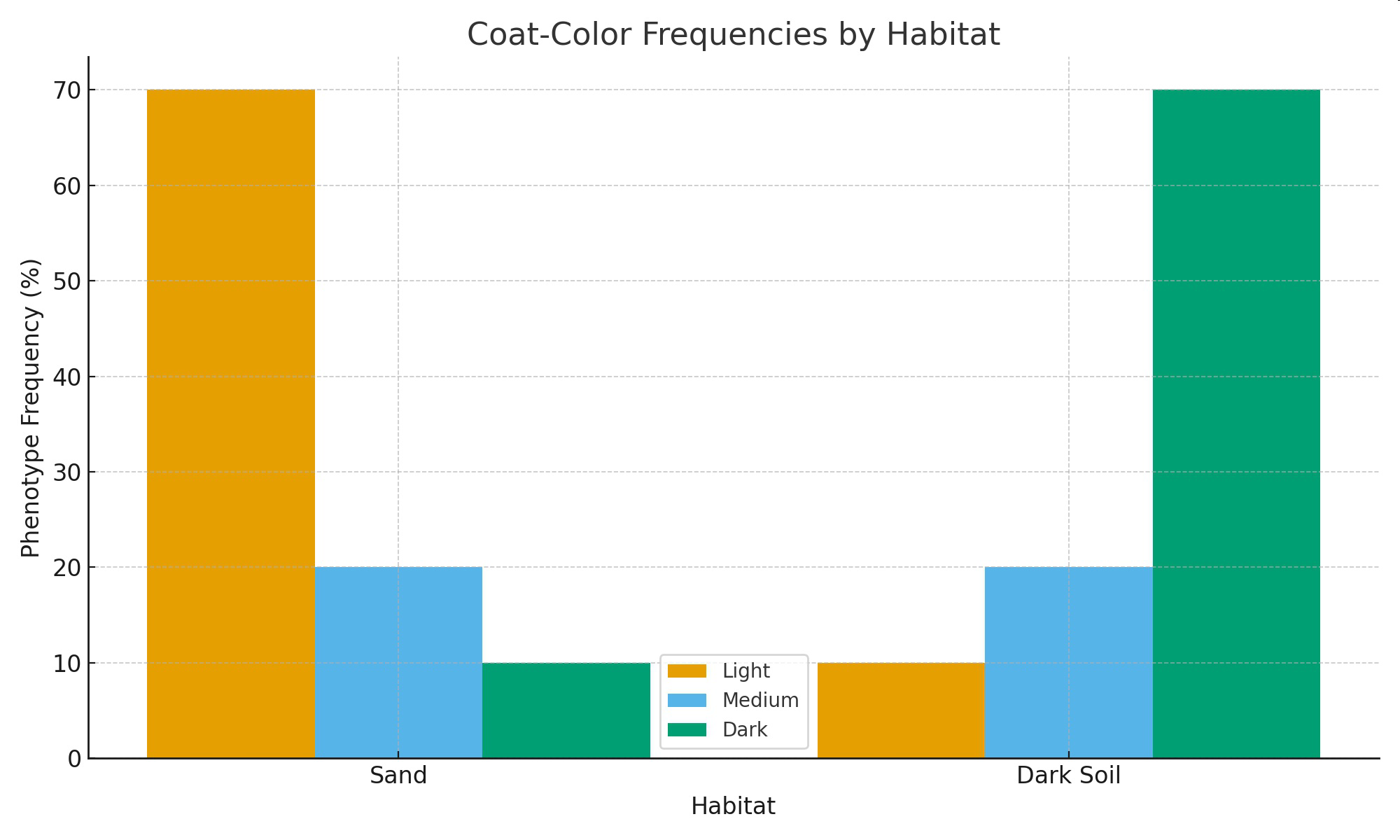 null Coat-Color Frequencies by Habitat bar graph