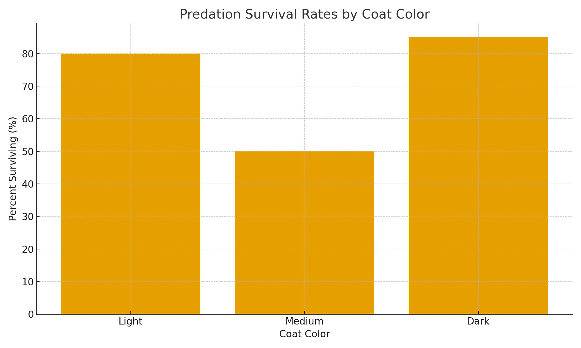 null Predation Survival Rates by Coat Color bar graph