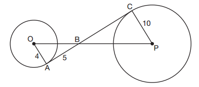 Diagram for Question 1 showing tangent segments to two circles.