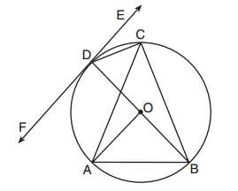 Diagram for question 6 showing chords and a tangent to a circle.