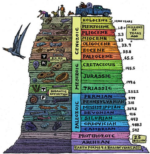 Geologic time scale in rock layers