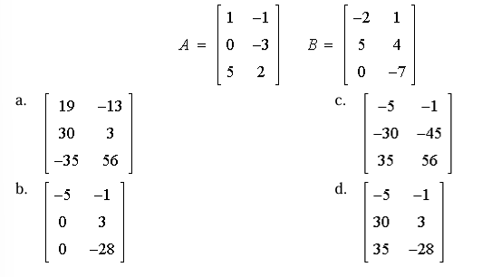 Problem 18 matrices A and B and answer choices a through d