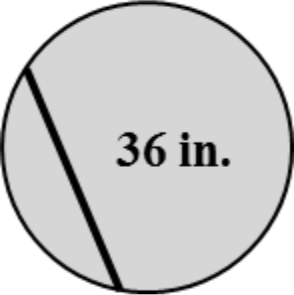 Circle with a chord labeled 36 inches.