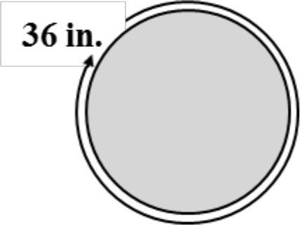 Circle with circumference labeled 36 inches.