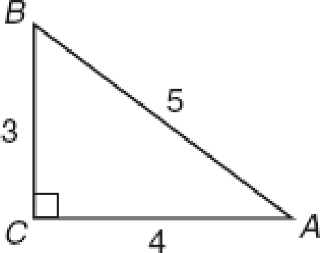 Right triangle ABC with legs 3 and 4 and hypotenuse 5
