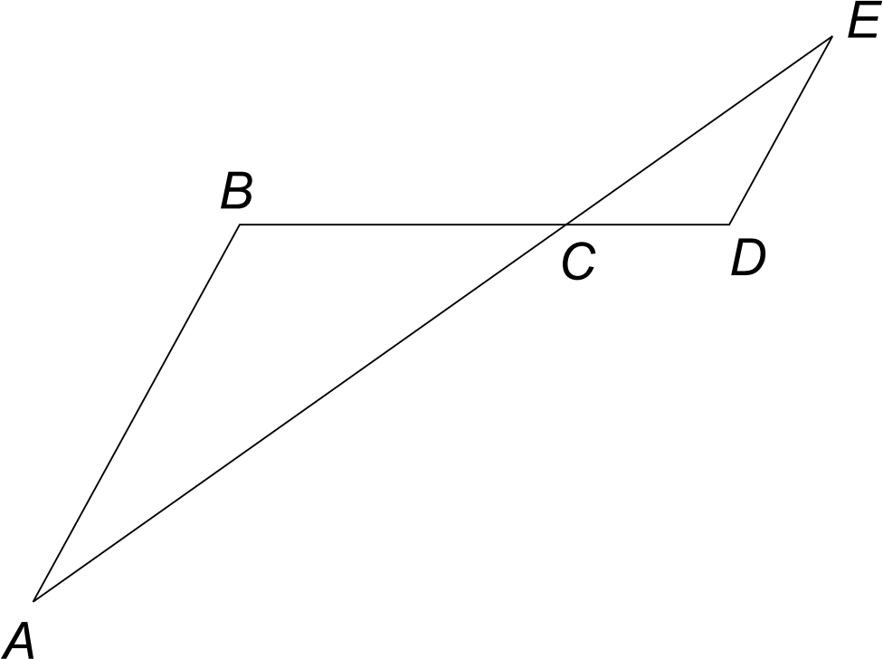 Diagram with points A, B, C, D, and E on connected segments