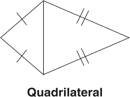 Quadrilateral with internal segment and side markings